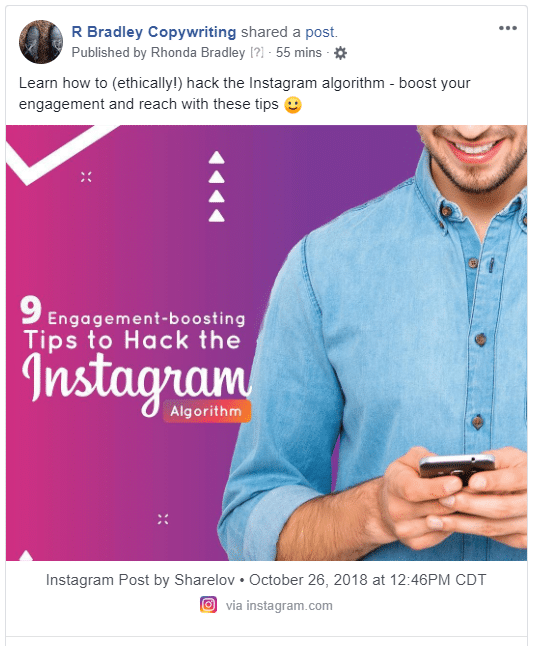 Reposting content from Instagram to Facebook is easy