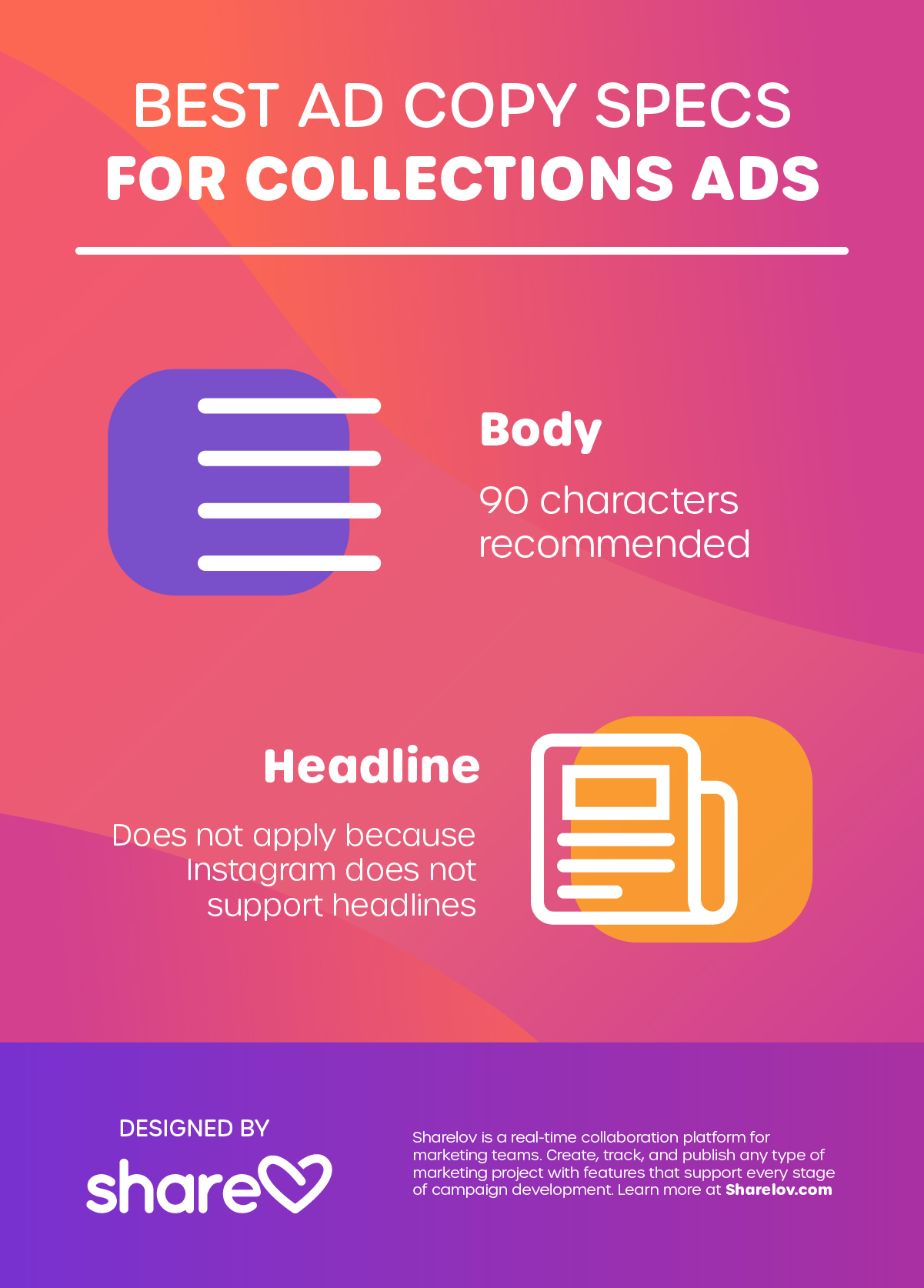 Best Ad Copy Specs for Collections Ads infographic