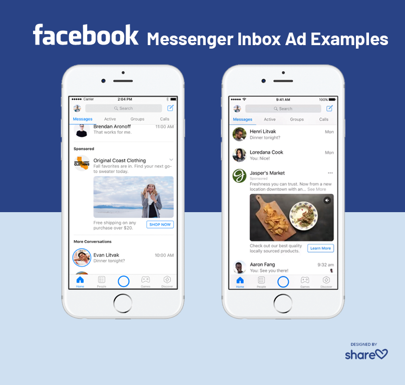 Examples of Facebook Messenger Inbox ads