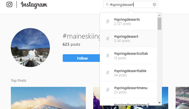 IG hashtag search example