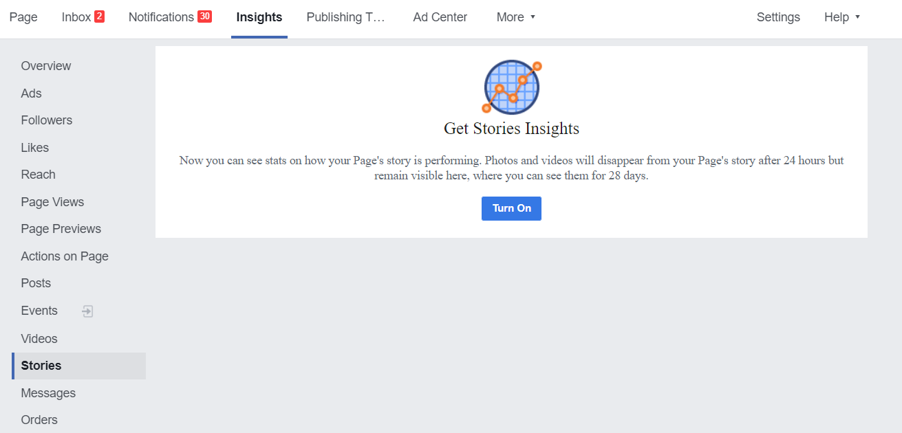 turn on stories insights