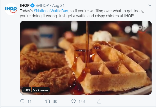 Example of personality in tweets by IHOP