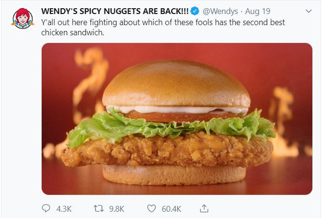 twitter personality example wendys