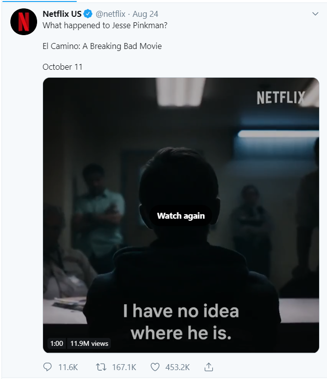 Question tweet example by Netflix