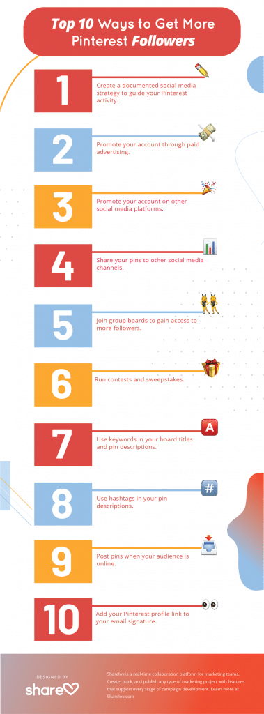 Top 10 Ways to Get More Pinterest Followers infographic