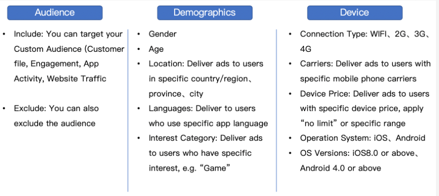 TikTok Ads defining audience options