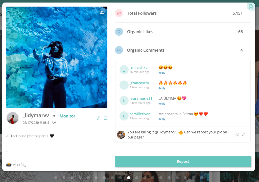 Sharelov lets you message and engage with users directly from within the app