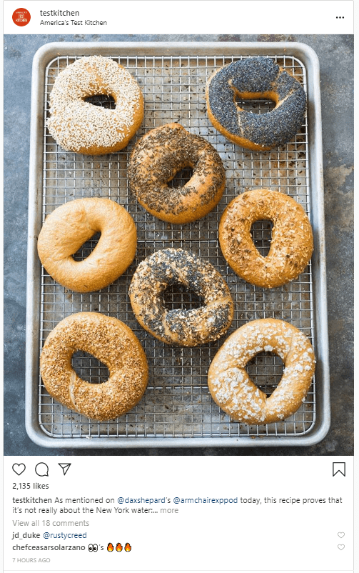 America’s Test Kitchen shares an image of eye-popping bagels