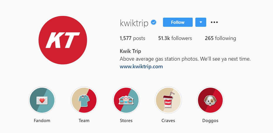 kwik trip instagram example