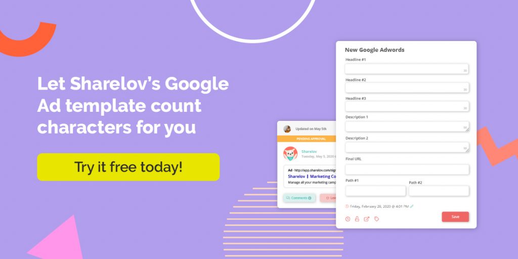 Let Sharelov’s Google Ad template count characters for you