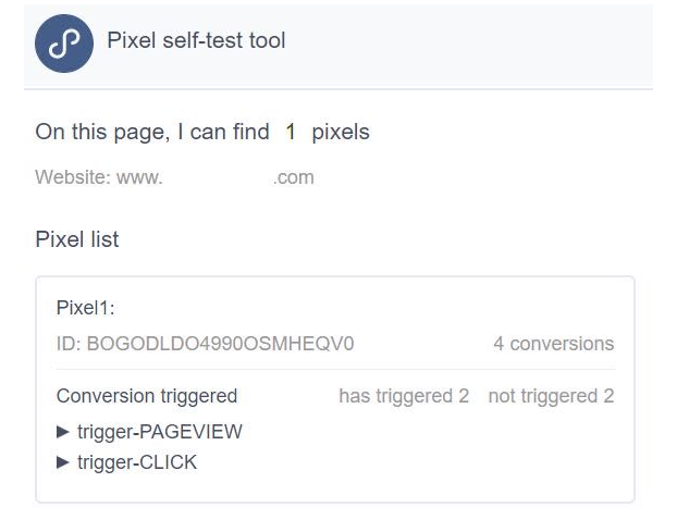 TikTok PIxel Helper results example