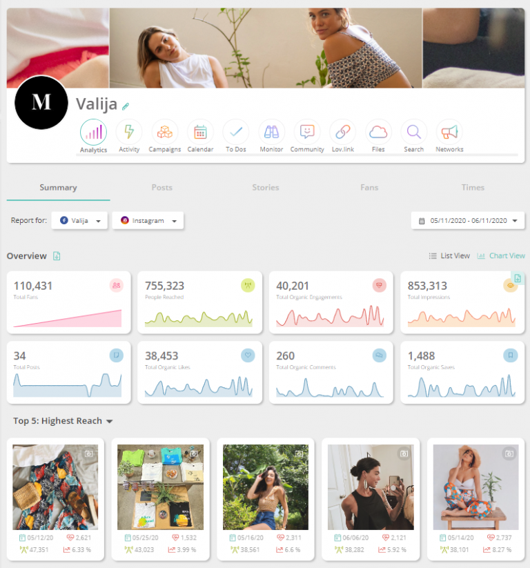 Instagram-analytics-overview-chart-view