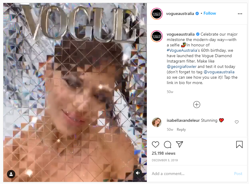 Augmented reality instagram Vogue