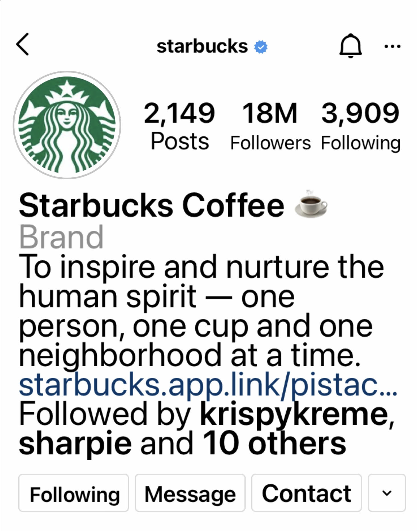 Instagram bio buttons example