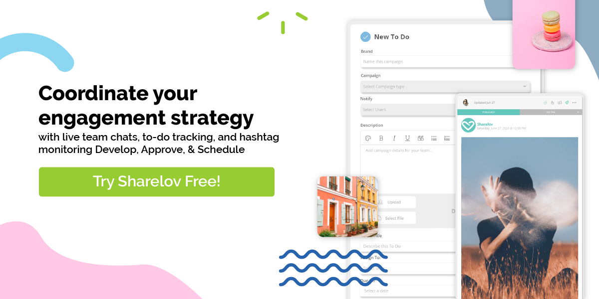 Coordinate your engagement strategy with live team chats, to-do tracking, and hashtag monitoring
