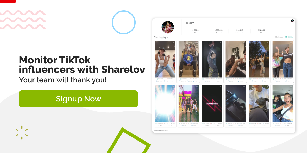 Monitor TikTok influencers with Sharelov Your team will thank you