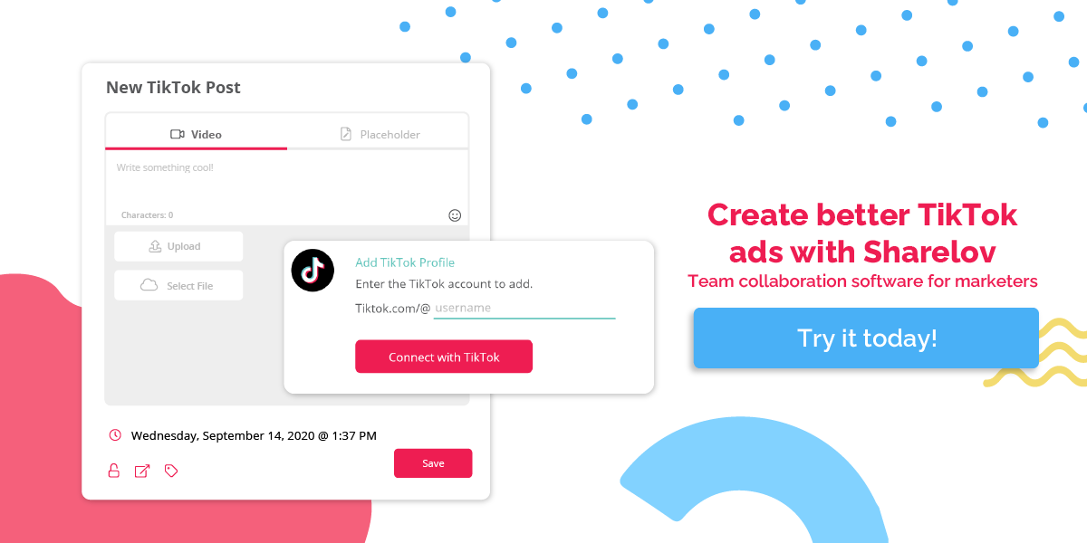 Create better TikTok ads with Sharelove Team collaboration software for marketers Try it today!