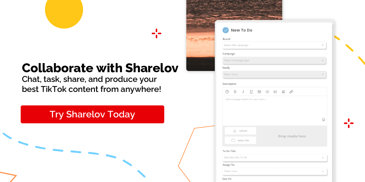 Collaborate with Sharelov Chat, task, share, and produce your best TikTok content from anywhere! Try Sharelov Today