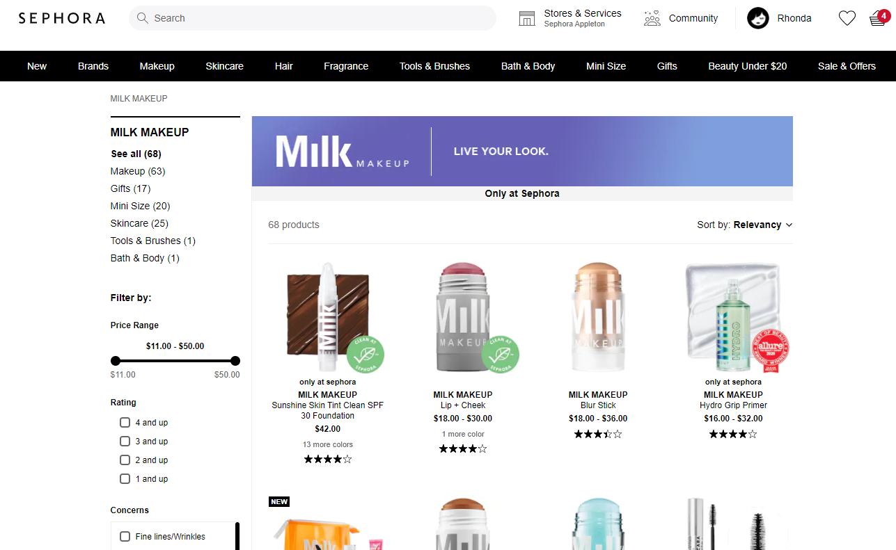 Milk Makeup Sephora TikTok Landing page