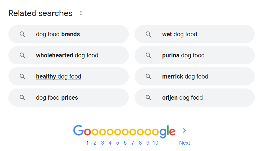 Google related search results