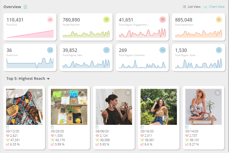 Instagram analytics desktop sample