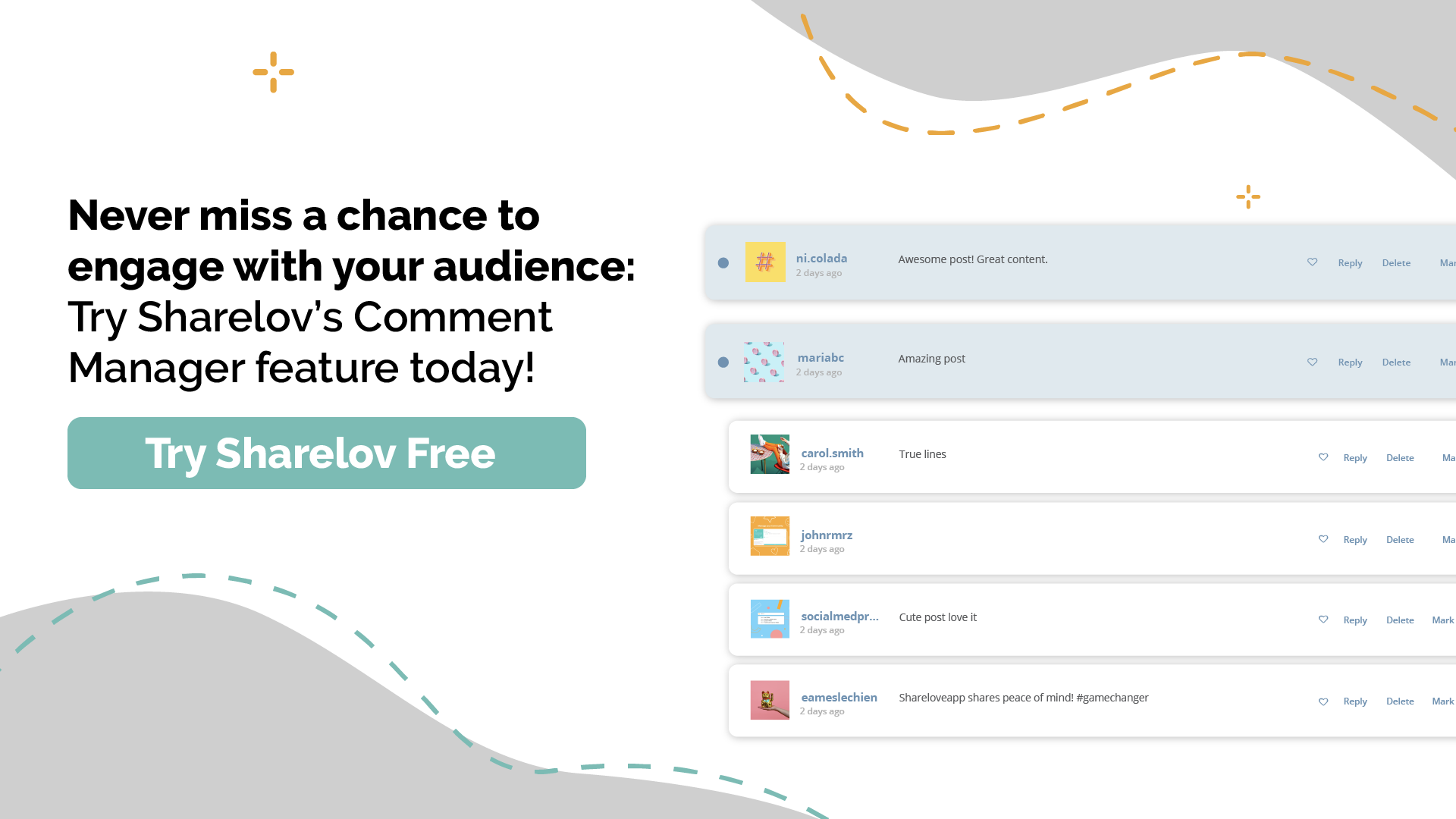 Never miss a chance to engage with your audience: Try Sharelov's Comment Manager feature today