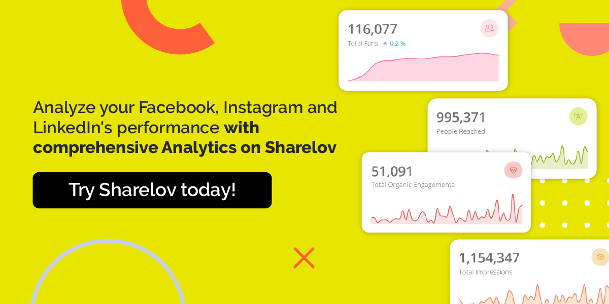 Analyze your Facebook, Instagram and LinkedIn's performance with comprehensive Analytics on Sharelov