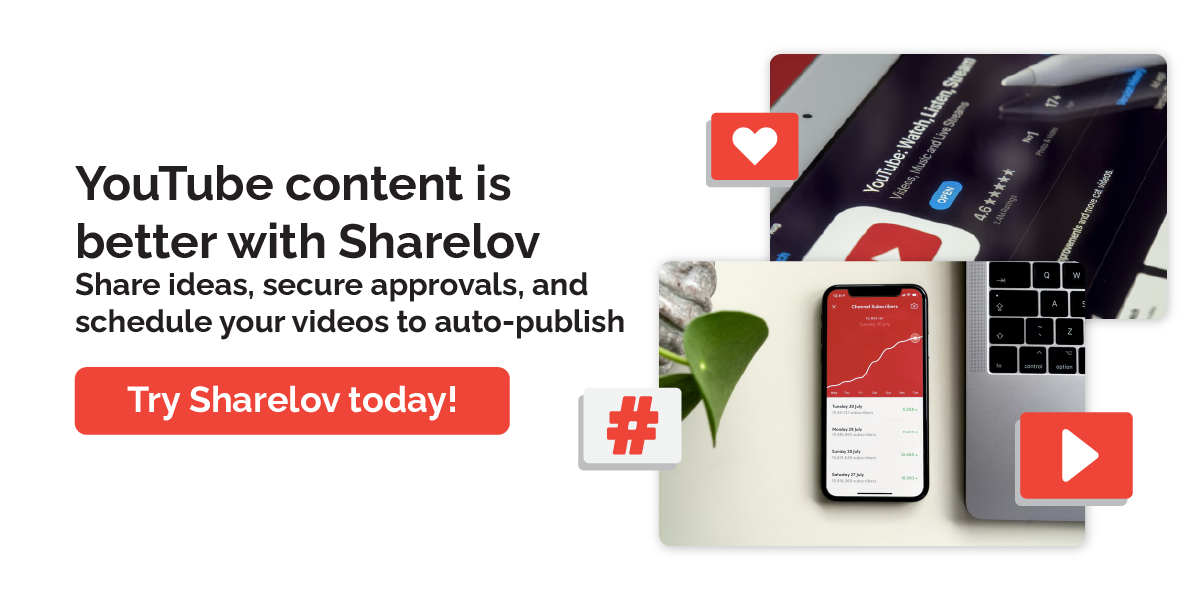YouTube content is better with Sharelov Share ideas, secure approvals, and schedule your videos to auto-publish