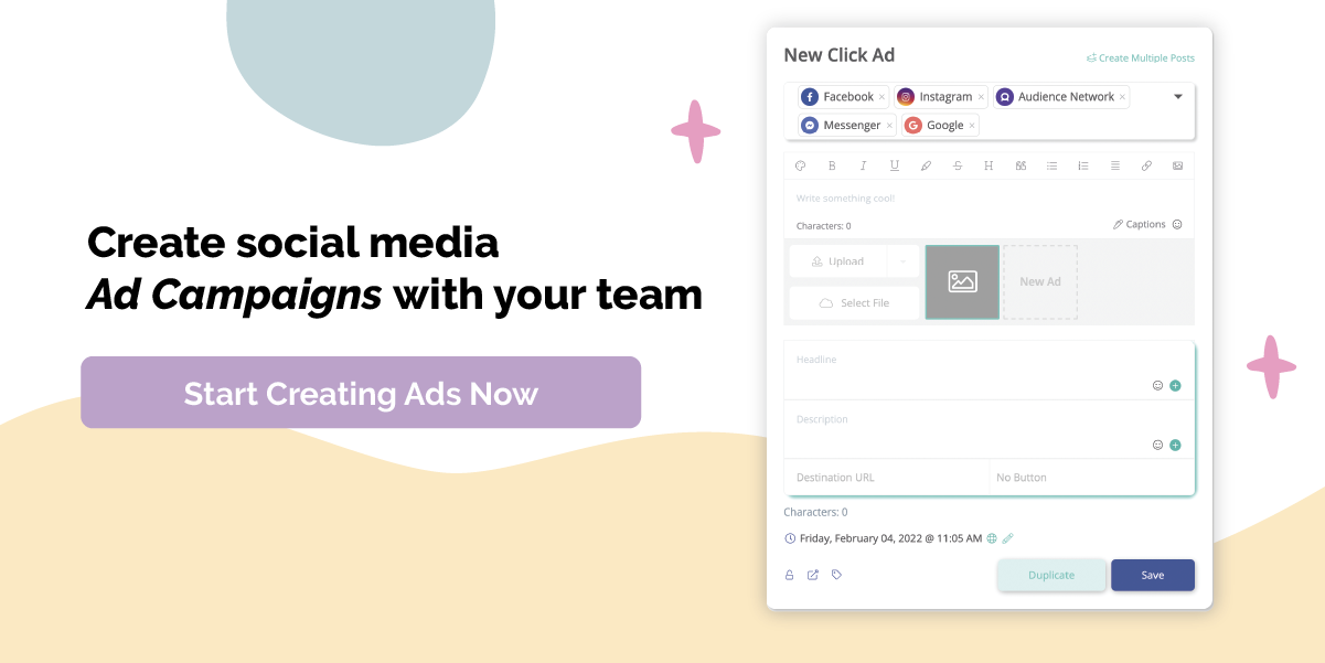 Create social media AD CAMPAIGNS with your team