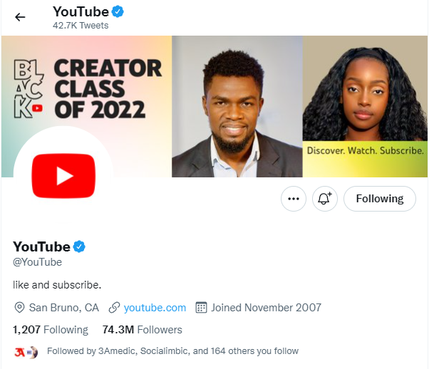 YouTube Twitter Profile 2022