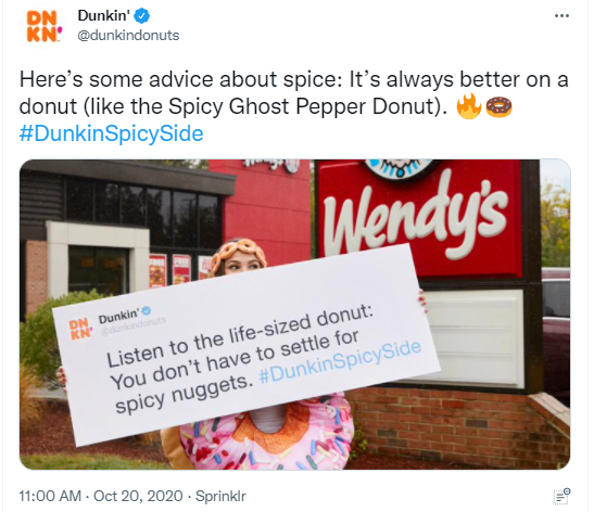 dunkin donuts tweet wendys wars