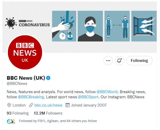 BBC Twitter profile