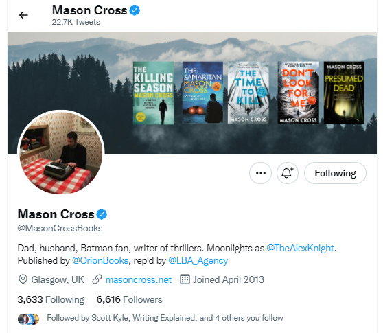 Mason Cross Twitter Bio