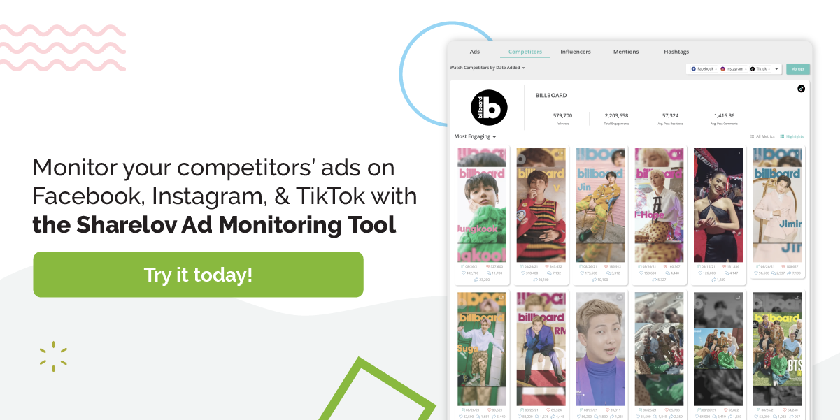 Monitor your competitors’ ads on Facebook, Instagram, and TikTok with the Sharelov Ad Monitoring Tool