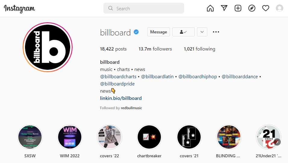 Instagram Highlights examples Billboard 2