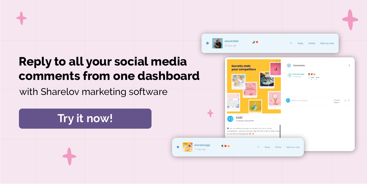 Reply to all your social media comments from one dashboard with Sharelov marketing software
