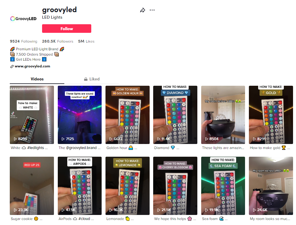 Grovyled LED lights on TikTok