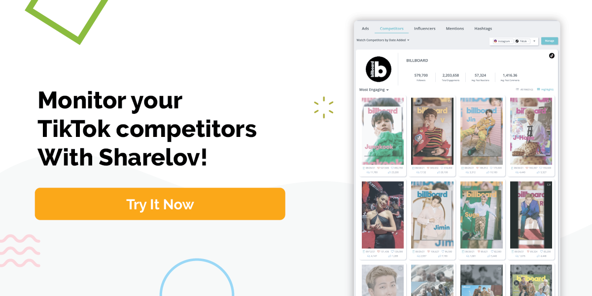 Monitor your TikTok competitors With Sharelov!