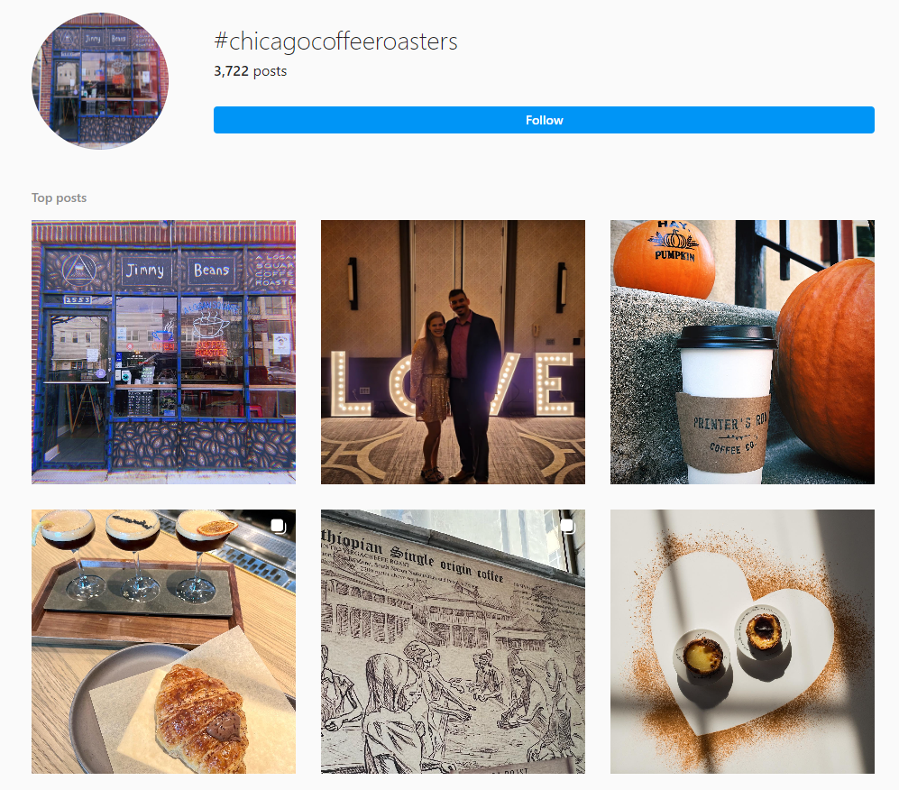 Chicago coffee roasters hashtag Instagram