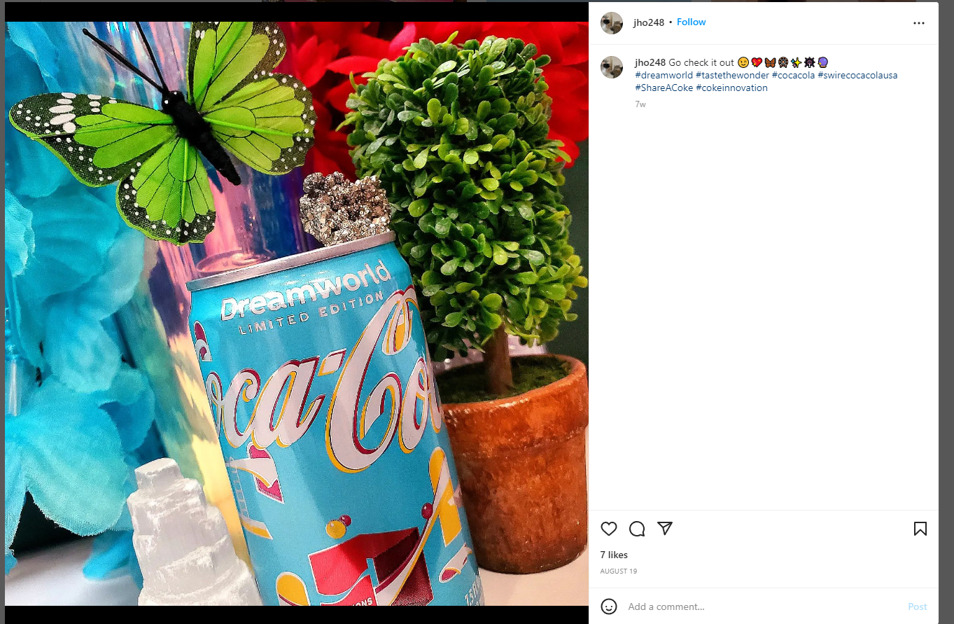 Coca Cola hashtag example Instagram