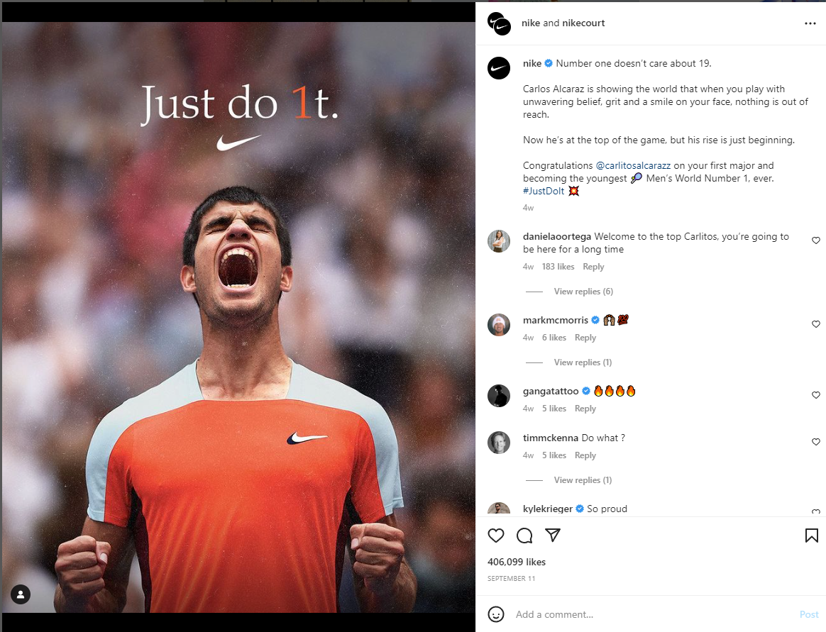 Nike Just Do It Instagram hashtag example