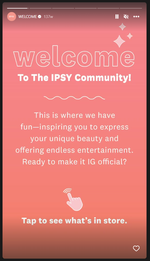 Ipsty brand awareness IG Story