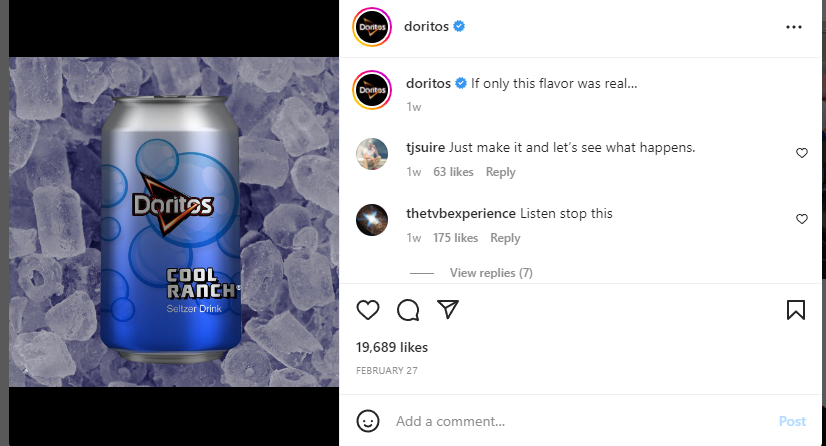Doritios spoof post Instagram